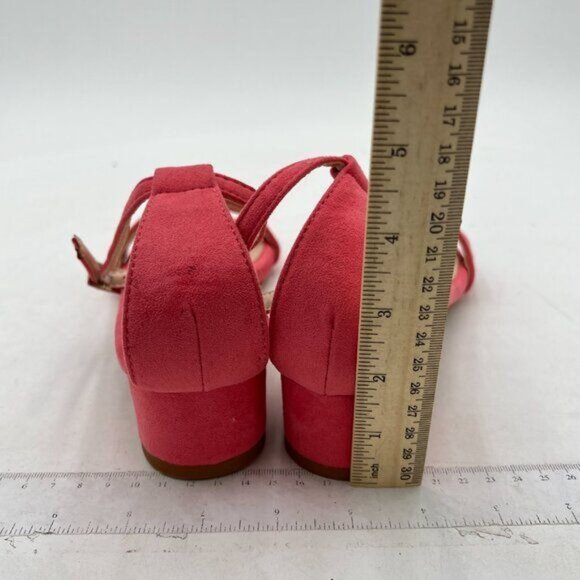 XYD Pink Open Toe Ankle Strap Buckled Low Chunky Heel Sandal - Picture 5 of 8